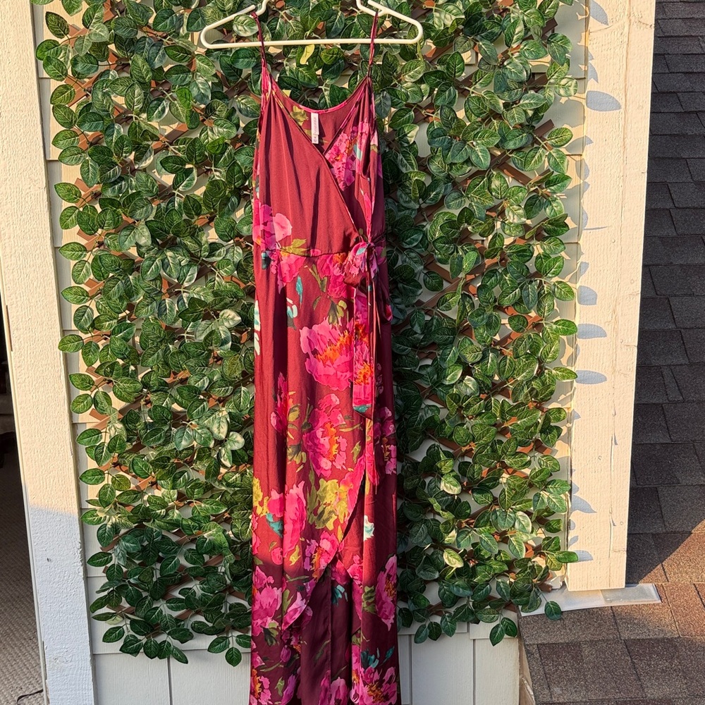 Xhilaration Burgundy and Pink Floral Dress
